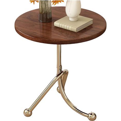 Table d'appoint ronde, petite table basse, table d'appoint en forme de C, marron, idéale pour l'extérieur, les petits espaces et le salon (51 cm). (1/4)