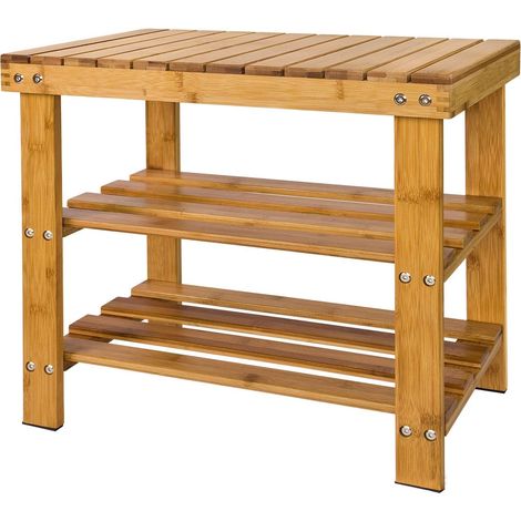 Sobuy – Etagère à chaussures en bambou naturel – Rangement 50x29x45cm – Charge max 90kg – Assise banc – SKU FSR02KN