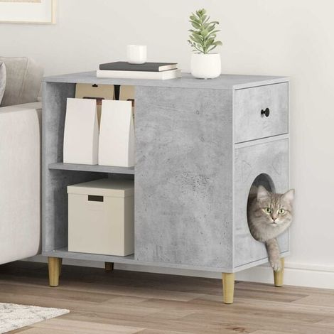 Niche pour chat, en béton, 72 x 42,5 x 70 cm, en bois d'ingénierie
