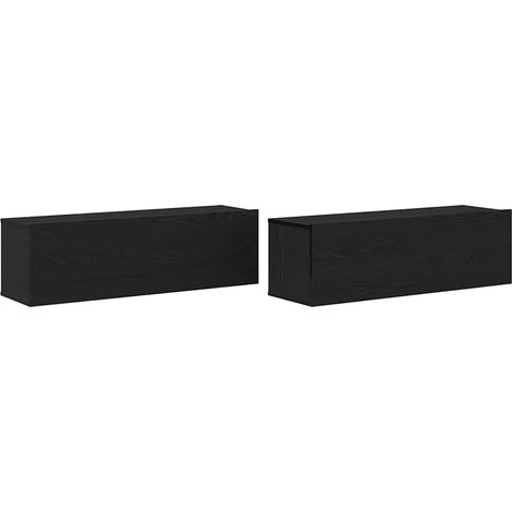 Maison Exclusive - Meuble TV 2 pcs Noir 100 x 30 x 30 cm Bois d'ingénierie (1/5)
