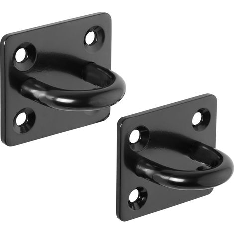 SOTECH Befestigungsöse Zurröse für Sonnensegel, Sandsack, Seilzug 40x 35 mm Ankerplatte aus V2A Edelstahl SS304 schwarz, 2x