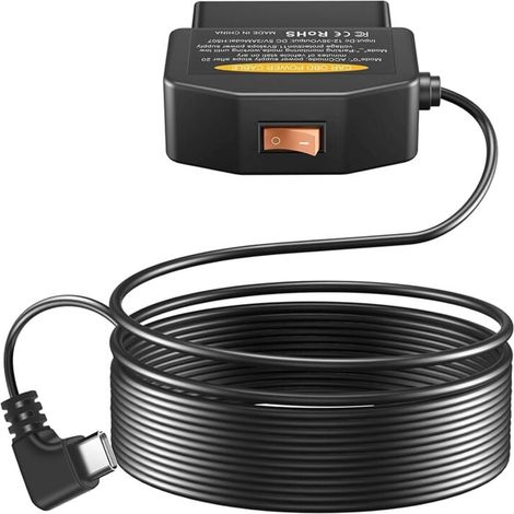 Câble D'Alimentation OBD2 OBD pour Caméra de Tableau Bord, Chargeur Adaptateur Vers USB Type-C OBDII, 12-36 V à 5 V/3 A (1/4)