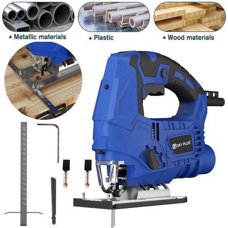 3800W Jigsaw 2800r/min Jig Saw Tool Set, Max ±45°Bevel Cutting Angle, 6 Adjustable Speeds, 4-Position Orbital Action, Laser Guide, Max Cutting Capacity: 10cm Wood, 3cm Plastic, 1cm Metal (1/5)