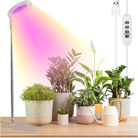 Lampe de Croissance LED Spectre Complet sur Pied Réglable, Minuterie 3/9/12H & 10 Niveaux Luminosité - Plantes d'Intérieur (1/5)