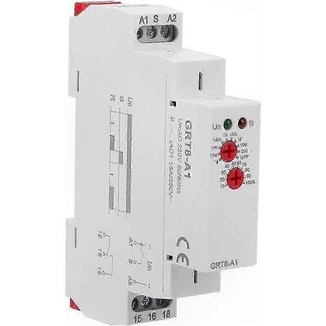 Relais temporisé miniature sur rail DIN, module de temporisation à retard à l’enclenchement, alimentation AC 220V, contrôleur de temps pour automatismes, minuterie industrielle, compacte et fiable. (1/5)