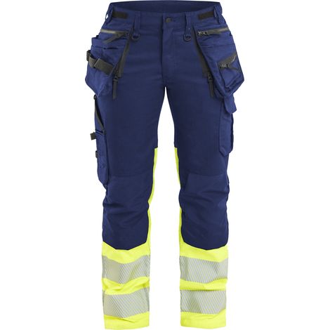 Pantalon de travail stretch haute-visibilité femme feMyanMare 7030 Marine/Jaune fluo XL - FR(46) - SE(C44) - Courtes