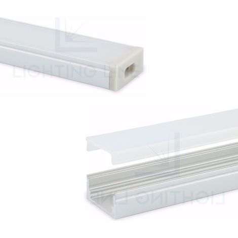 PROFILO PER LED RETTANGOLARE IN ALLUMINIO CON COPERTURA OPACA BARRA 3,0 MT (1/3)