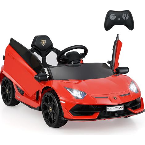 COSTWAY 12V Lamborghini Macchina Elettrica per Bambini, Veicolo Elettrico con Telecomando Sospensione a Molla Luci LED MP3, 3-5 km/h, per Bambini 3 Anni+ (Rosso) (1/5)