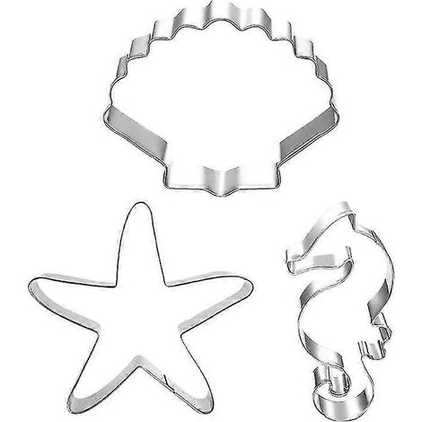 Set di 3 stampi per torte con decorazioni a tema marino, facili da sformare: cavalluccio marino, stella marina e conchiglia. (1/5)