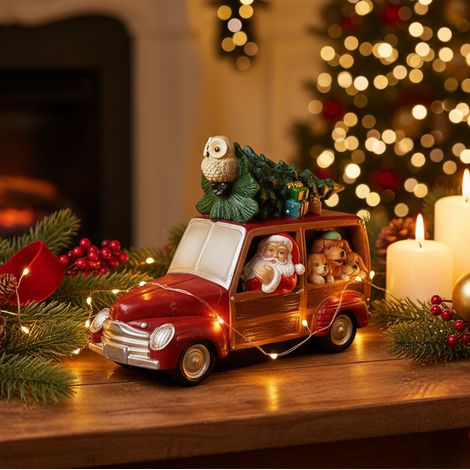 Babbo Natale in macchina con albero e animaletti da 24 x h 19,5 cm (1/4)