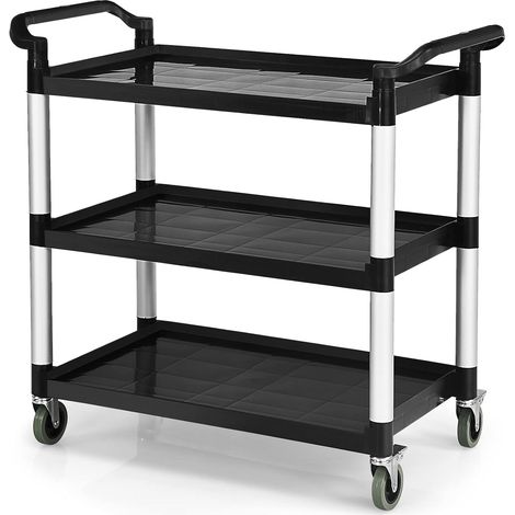 COSTWAY Carro Cocina de 3 Niveles, Carro de Servicio con Asas Humanizadas, Ruedas Flexibles con Sistema de Freno, Carrito Auxiliar con Ruedas Oficina, Restaurante, 103 x 49 x 98 cm (1/5)
