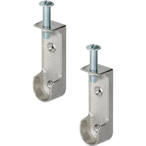 Lot de 2 supports de tringle en métal ovale pour penderie Chromé Fabriqué en Allemagne Avec vis M6 x 28 mm (1/5)