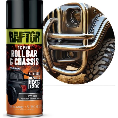 Raptor Sprühlack für Fahrwerksteile und Rohrleitungen, Schwarz glänzend (1/2)