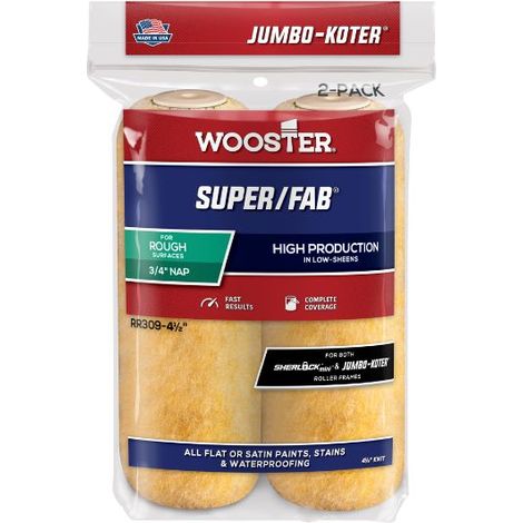 Wooster Jumbo Koter Super Fab 4.5" Mini Roller Sleeves 3/4" Nap Rough - Twin Pack