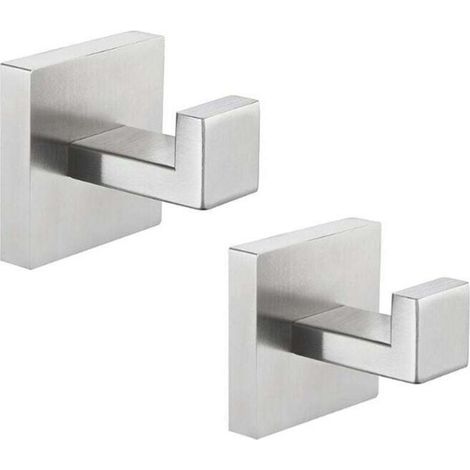 Lot de 2 crochets muraux en acier inoxydable SUS304 en nickel brossé pour salle de bain, peignoir/manteau pour salle de bain, cuisine, chambre, garage, hôtel (1/4)