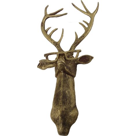 Tête de cerf artificielle avec bois, tête de cerf géométrique comme décoration murale (1/5)