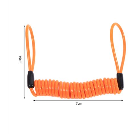 Serrure antivol disque moto avec câble rappel ressort orange - Sécurité renforcée (1/4)