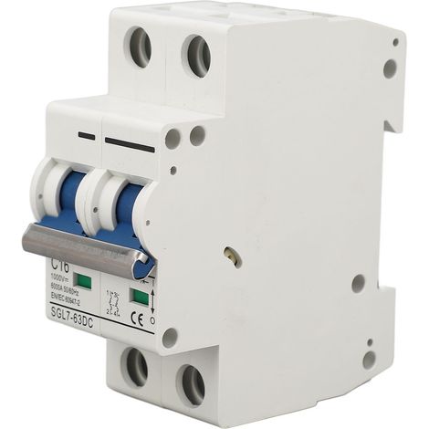 Disjoncteur miniature CC 2P 1000 V 16 A pour montage sur rail DIN, sectionneur/interrupteur de déconnexion pour système photovoltaïque, déclencheur thermomagnétique (1/5)
