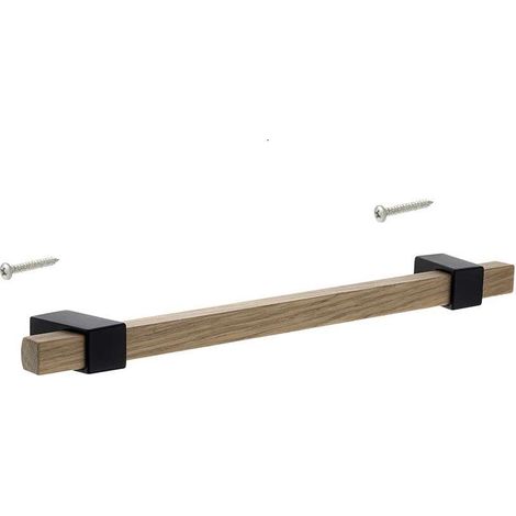 Cyclingcolors – Poignée de meuble en bois chêne laqué 192mm – Fixation noir mat – Design chic haut de gamme – Installation rapide avec vis