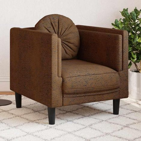 Sofa Couch Braun Kunstleder Wildleder-Optik mit Kissen 71x77x70cm (1/5)