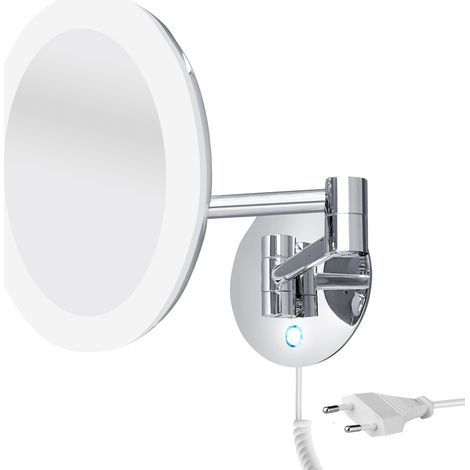 Lumineux Miroir Grossissant X 5, Rond, À Fixer (avec Perçage),avec Capteur Tactile Rétro-éclairé, Chrome Nimco (1/5)