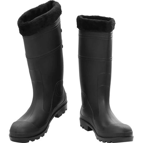 Bottes en caoutchouc noires à doublure amovible, pointure 46, PVC (1/5)