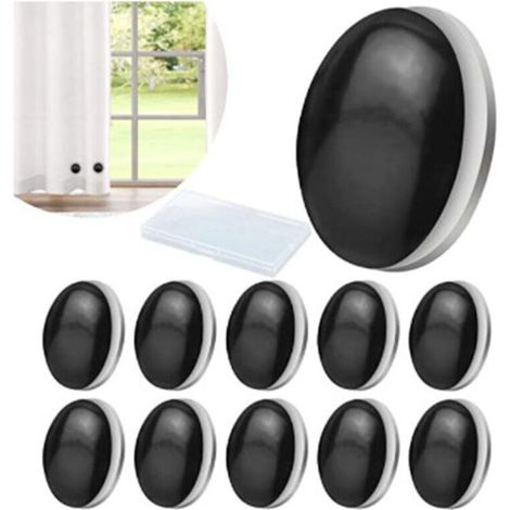 Magnetic curtain weights, black – 10 pairs, rust-resistant, ideal for showers and draperies