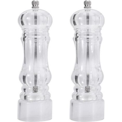 Ensemble de moulins à sel et à poivre 2 pièces, les meilleurs moulins en acrylique transparent pour grains de poivre entiers et (1/5)