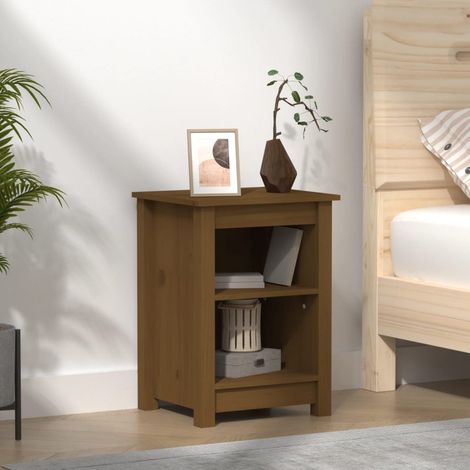 vidaXL Comodino Marrone Ambrato 40x35x55 cm in Legno Massello di