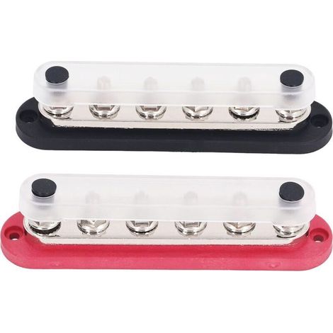 Brass Power Distribution Block M8 300A 12-48V, 2 Pieces, Stainless Steel Busbar Terminal Block for Car, Boat, Marine (1/5)