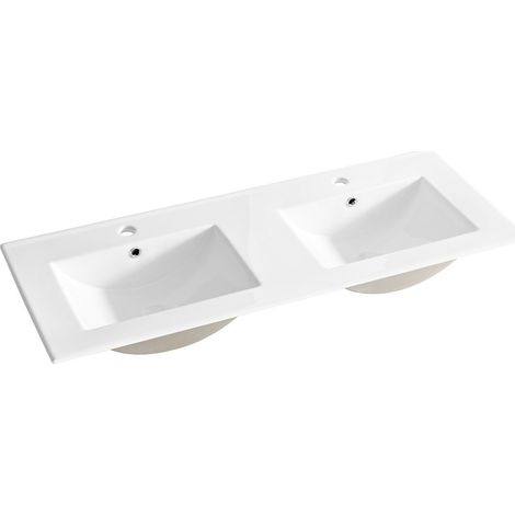 Vasque à encastrer AXIS 120 cm double vasque céramique blanc brillant design