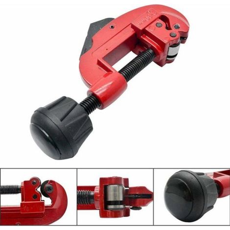 Mini coupe-tube réglable - - 3 mm à 30 mm - Cuivre - Laiton - Aluminium - Plastique - Acier à paroi mince - Rouge (1/4)