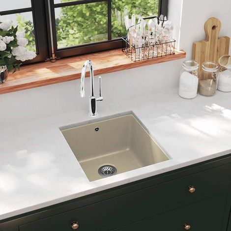 Évier de cuisine Granit Seul lavabo Beige (1/5)
