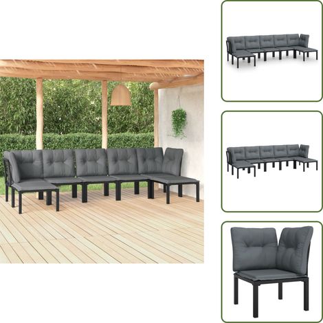 Salon de jardin 7 pcs noir et gris résine tressée - Salon De Jardin - Mobilier De Jardin - Set Salon De Jardin - Meubles De Jardin - Chaises De Jardin