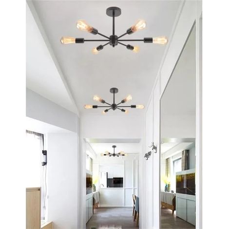 kawoo Lot de 3 Lampe Suspension Vintaga salon Noir E27 Lustre Plafonnier Retro Industrielle Style Edison pour Salon Chambre (1/4)