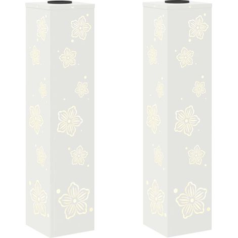 Set di 2 luci da sentiero LED solari design moderno 18 x 18 x 80 cm in acciaio laminato a freddo bianco 020052560