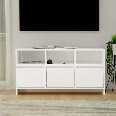 Meuble TV-Banc TV-Meuble Télé Blanc 102x37,5x52,5 cm Bois d'ingénierie 336603 (1/5)