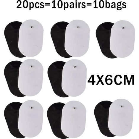 Lot de 10 électrodes TENS réutilisables en gel avec prise de 3,5 mm pour appareil de massage électrique, acupuncture, stimulation nerveuse et musculaire par impulsions EMS 05905