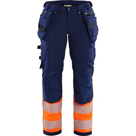 Pantalon de travail haute visibilité stretch 4D femme 7193 - Marine/Orange L - FR(44) - SE(C42) - Courtes