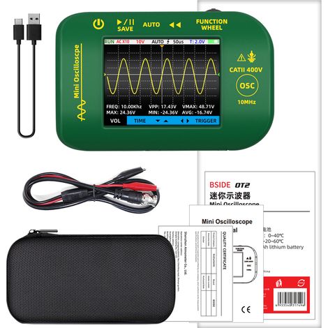 Oscilloscope numérique portable avec écran TFT 2,8 pouces, bande passante de 10 MHz, fréquence d'échantillonnage de 48 MSa/s et fonction d'enregistrement des données pour le bricolage et les tests éle (1/5)