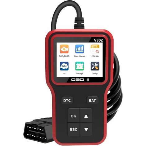 OBD2 Diagnostic Auto Valise Voiture, V302 Scanner Universel Lecteur Code Voiture, OBD Diagnostic Auto Multimarque, Outil de Diagnostic pour Tous Les protocoles OBDII Voitures Depuis 1996
