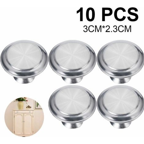 Set mit 10 silbernen Möbelgriffen, Schrauben für Schubladengriffe, runde Aluminium-Schubladengriffe, Schrankgriffe (1/5)