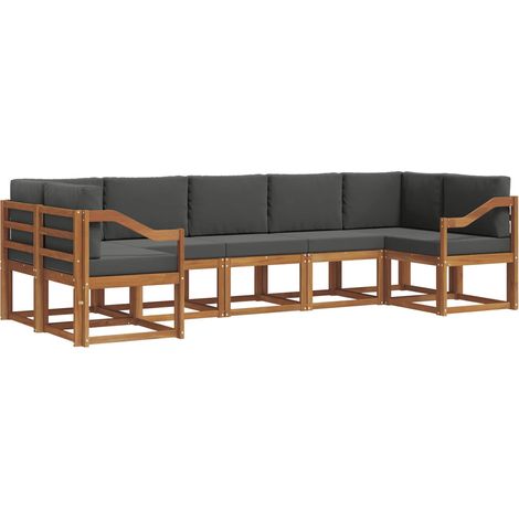 Conjunto de sofás de exterior 7 uds. Natural y Antracita vidaXL (1/5)