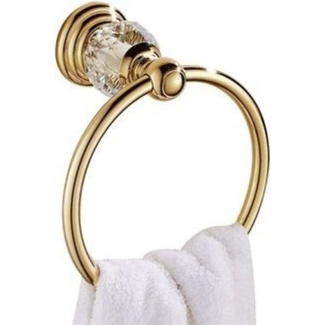 Pendentif de salle de bain en cristal plaqué or, anneau de serviette de salle de bain en acier inoxydable, poinçonné pour salle de bain et cuisine (1/4)