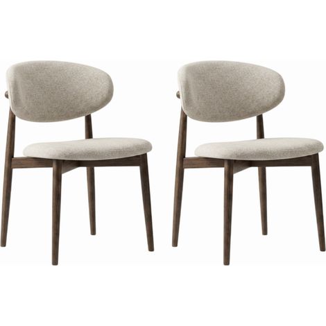 Lot de 2 chaises de salle à manger Lulu - Tissu Chenille Déperlant Moka / Pieds finition Noyer (1/5)