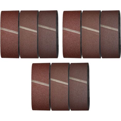 Lot de 9 Bandes Abrasives pour Bois et Métal, pour Ponceuse à Bandes - Dimensions (R219)610X100 - Grain 40/80/120-DOU (1/4)