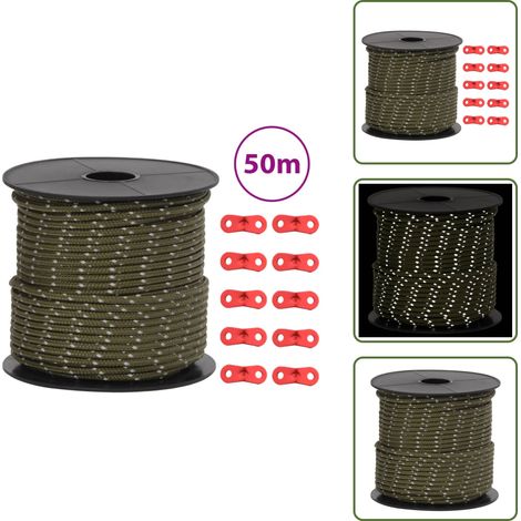 Zeltleine Reflektierend mit Seilspannern 50 m 4 mm - Campingausrüstung - Zeltausrüstung - Abspannseil - Zeltleine - Sturmhaken (1/5)