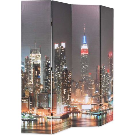Cloison de séparation pliable 160x170 cm New York la nuit (1/5)