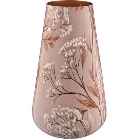 GASPER Lepuro Metallgefäß INSTYLE drop Blattdekor Ø 18 cm x 37 cm beige