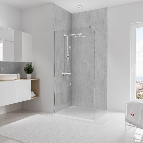Panneau mural Lot de 2 panneaux muraux 100 x 255 cm Pierre gris clair, revêtement pour douche et salle de bain, DécoDesign DÉCOR, Schulte
